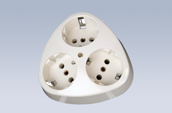 Installationssteckdose Haushalt - 3-fach 90° Unterputz
